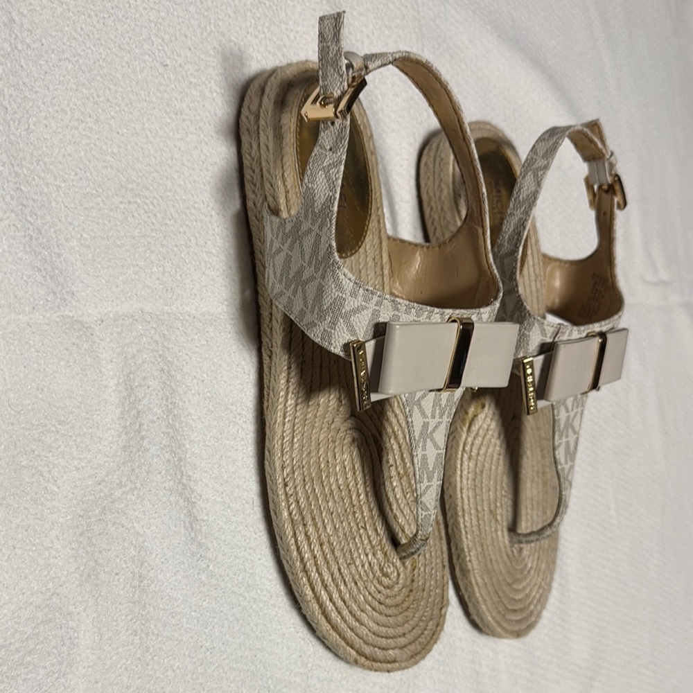 Michael Kors Cream Espadrille Sandals with Ankle Strap - Picture 2 of 4